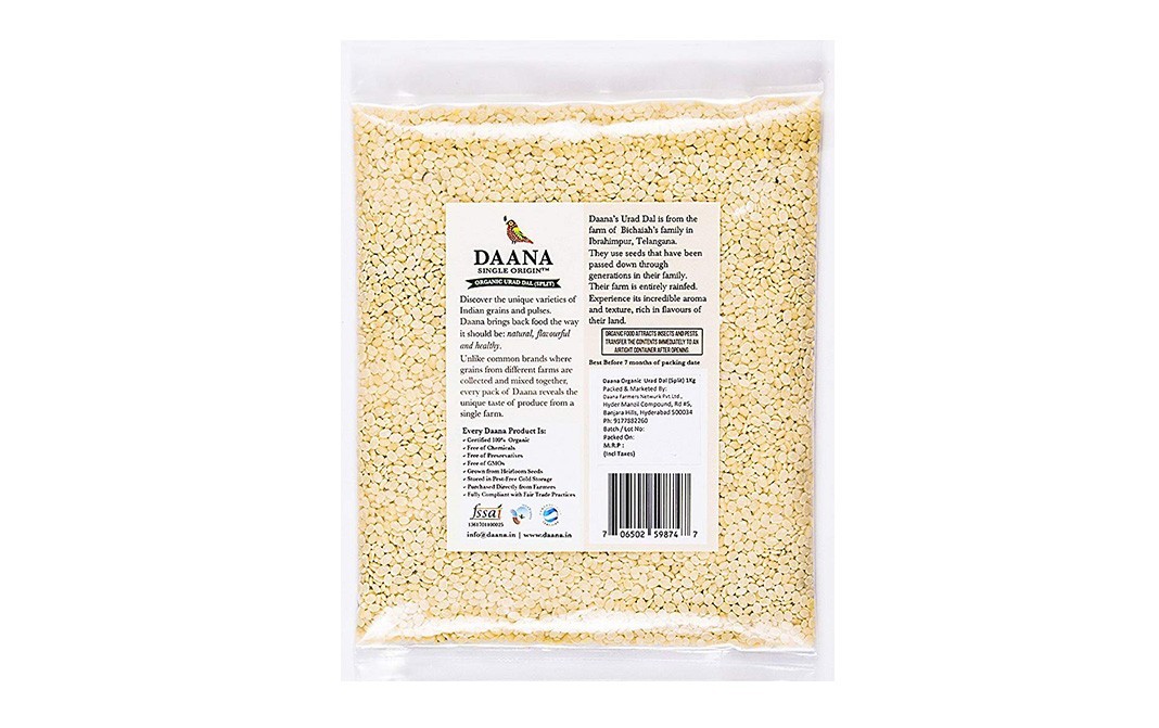 Daana Organic Urad Dal (Split)    Pack  1 kilogram